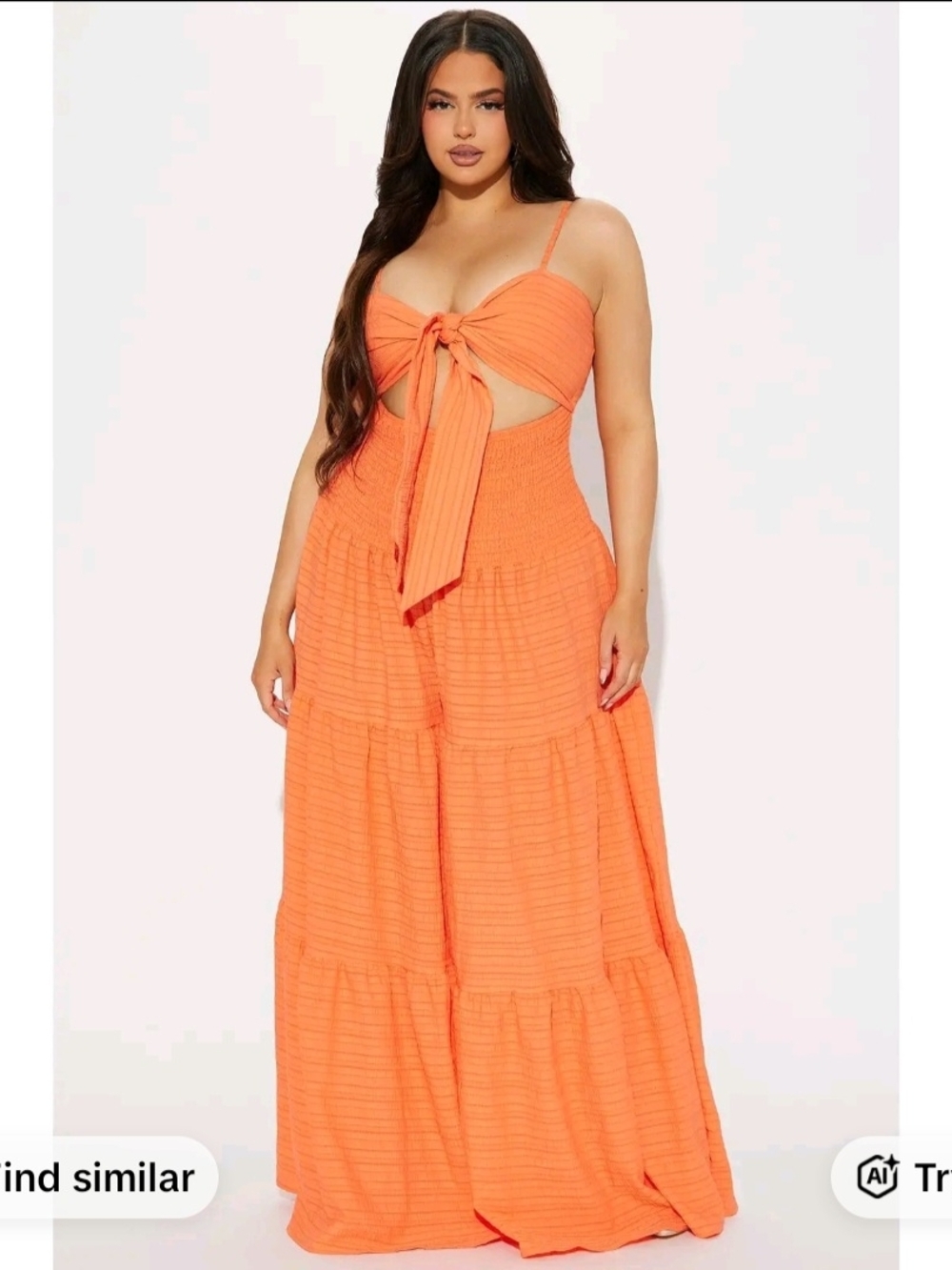 Fashion Nova Orange Bow-Front Wide-Leg Jumpsuit - Picture 3 of 6